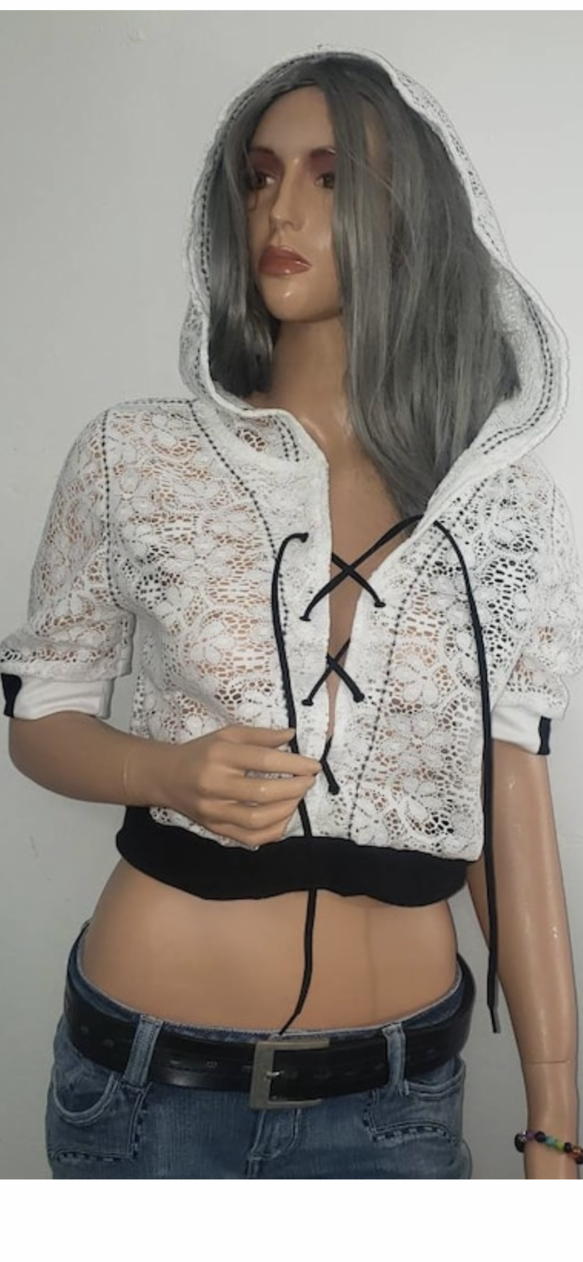 Lace Crop Hoodie